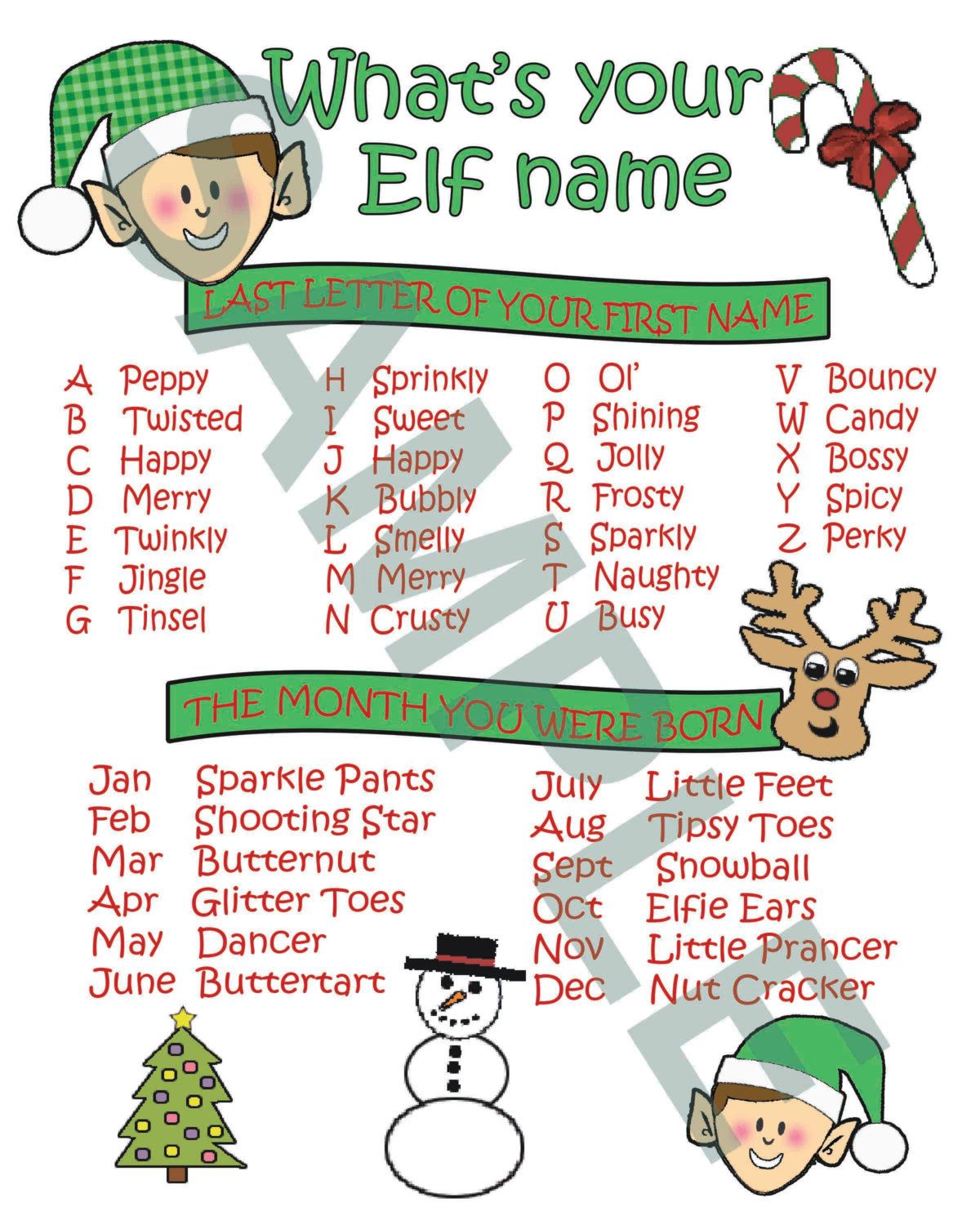 find your elf name printable